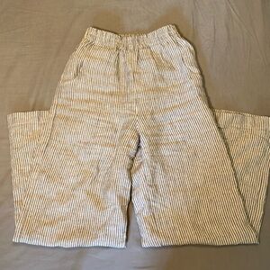 Linen Fox Ocean Grey Stripe Wide Leg Trousers XXS